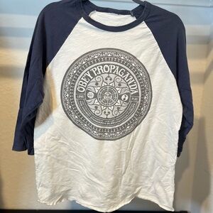 Vtg Obey Men’s Propaganda Raglan Baseball T-Shirt Size Small Navy White